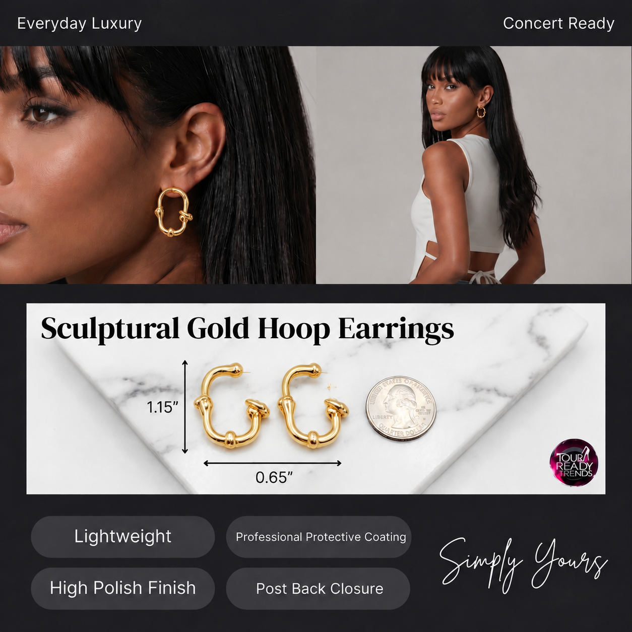 Image of Sculptural Gold Open Hoop Earrings | The Hoop Edit