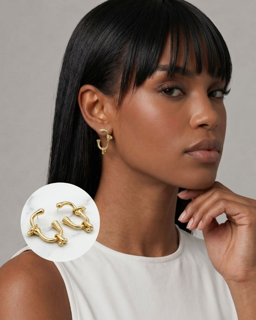 Image of Sculptural Gold Open Hoop Earrings | The Hoop Edit