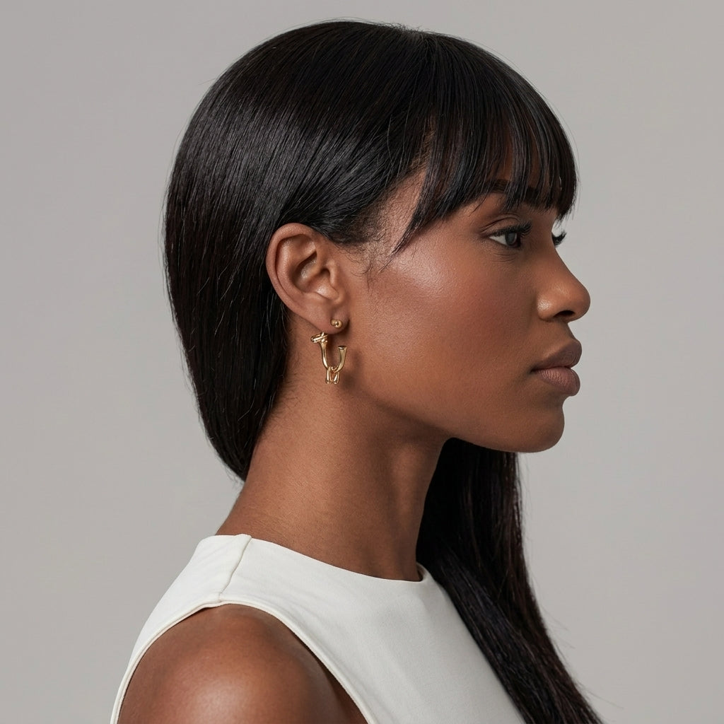 Image of Sculptural Gold Open Hoop Earrings | The Hoop Edit