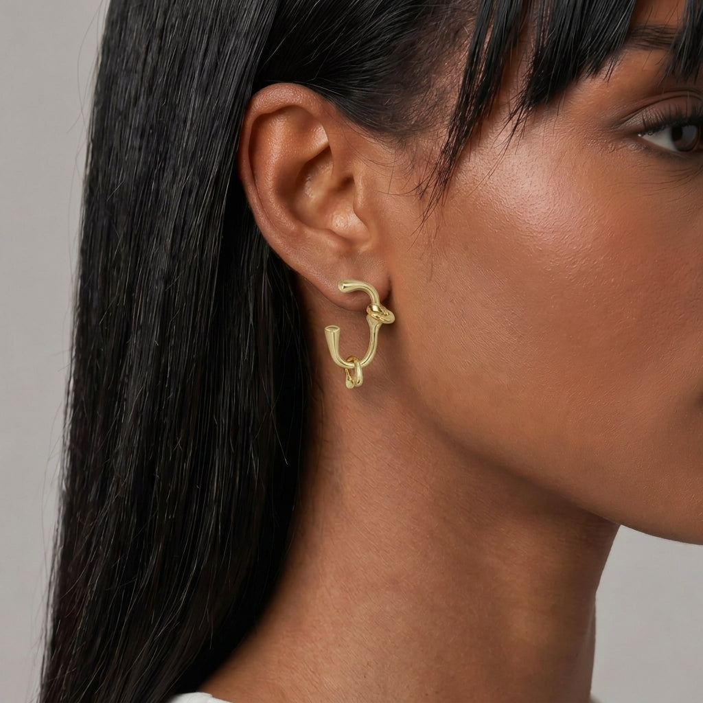 Image of Sculptural Gold Open Hoop Earrings | The Hoop Edit