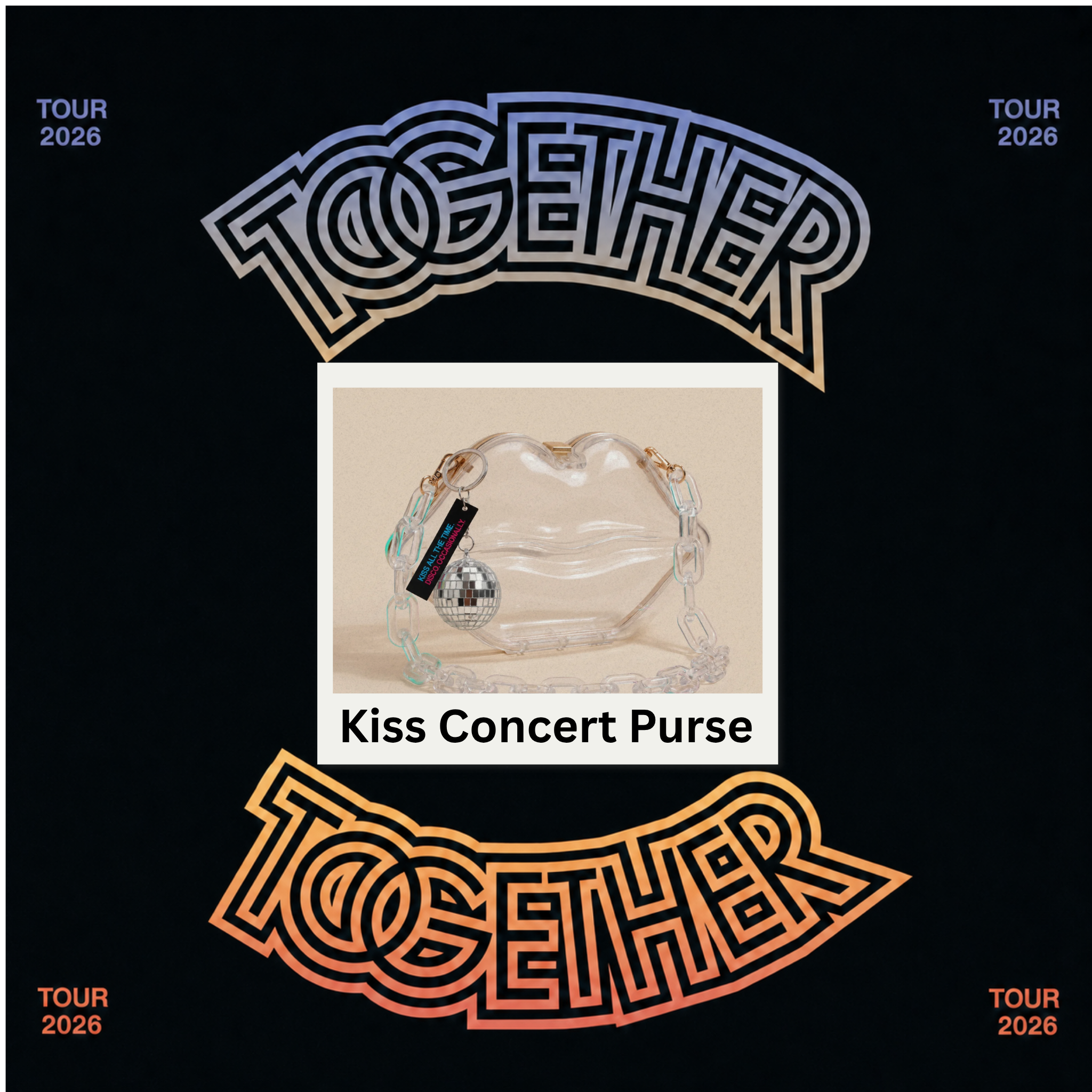 Image of Kiss Concert Purse tour-themed graphic card