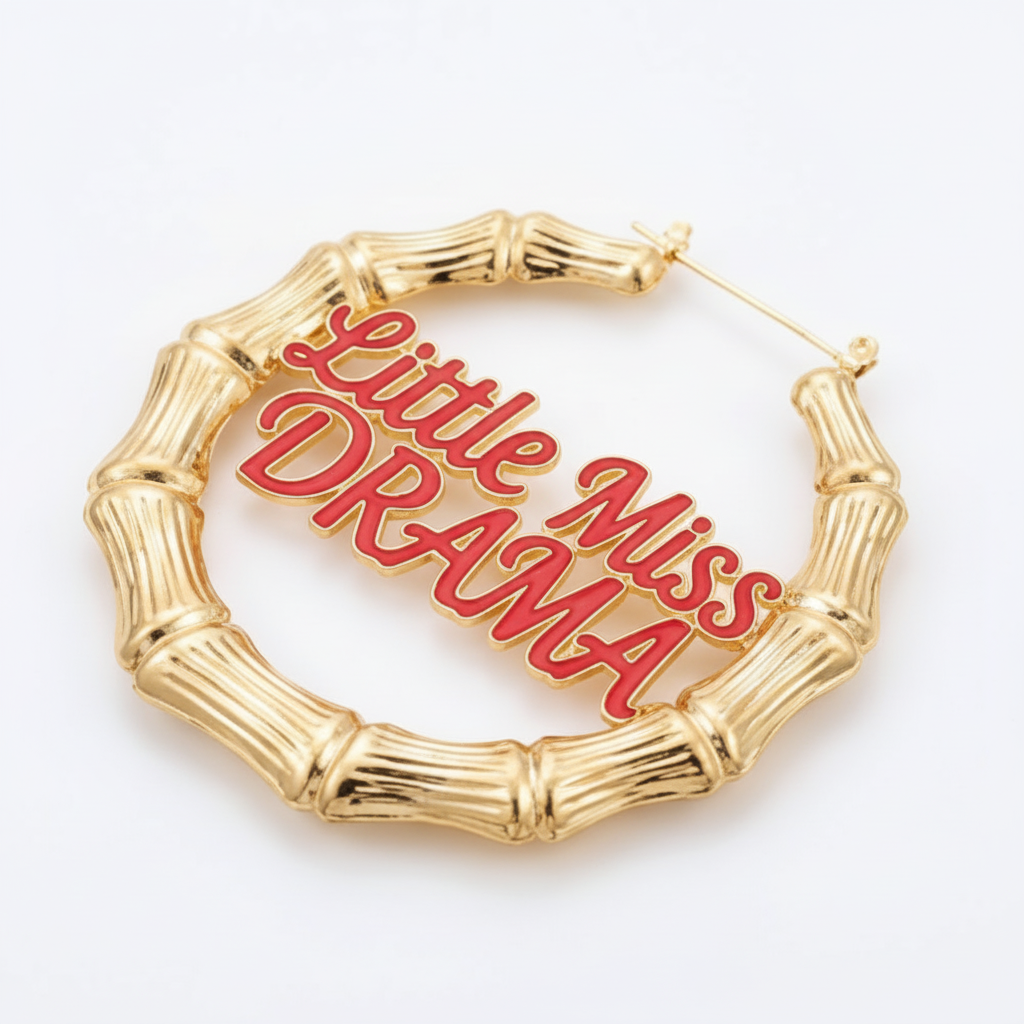 Image of Little Miss Drama Gold Bamboo Hoop Earrings