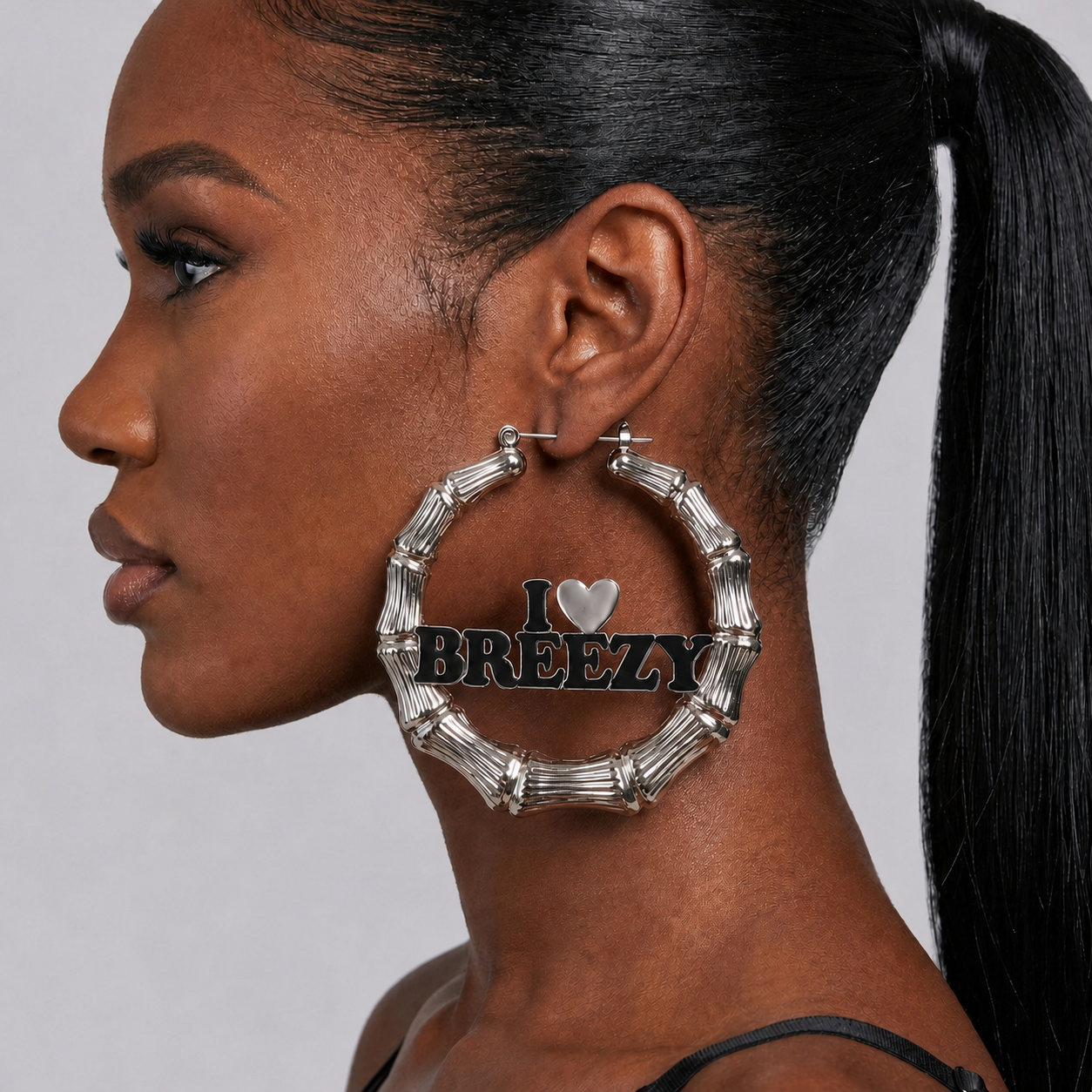 Image of R&B Tour Both Sides Bamboo Hoop Earrings