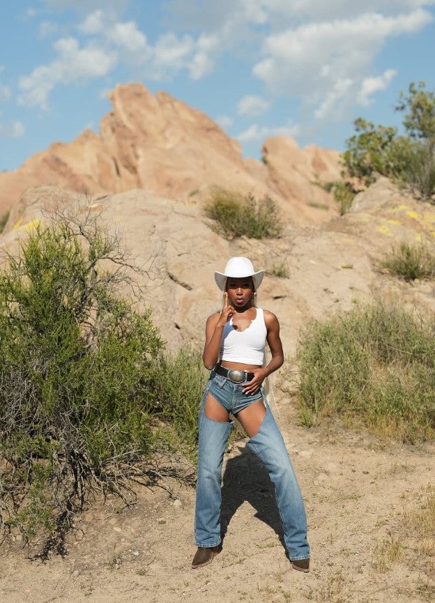 Image of White Cowboy Hat Wig