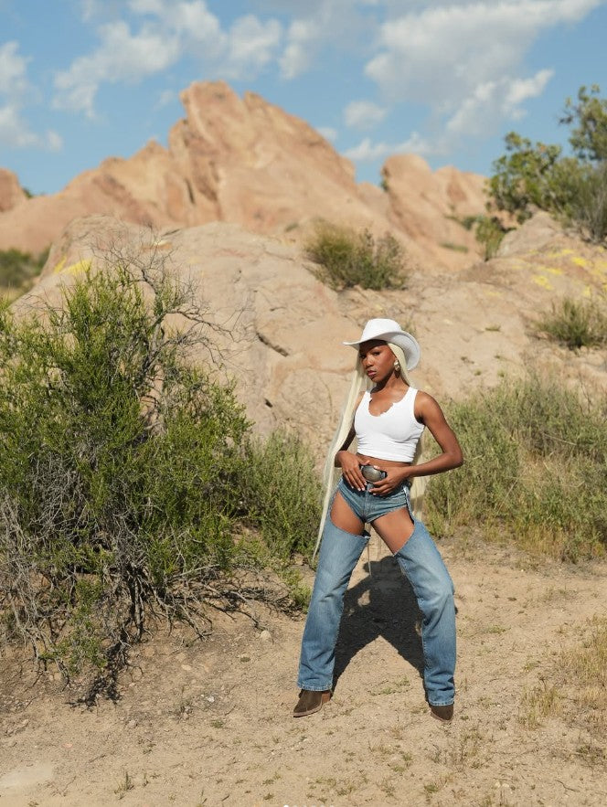 Image of White Cowboy Hat Wig