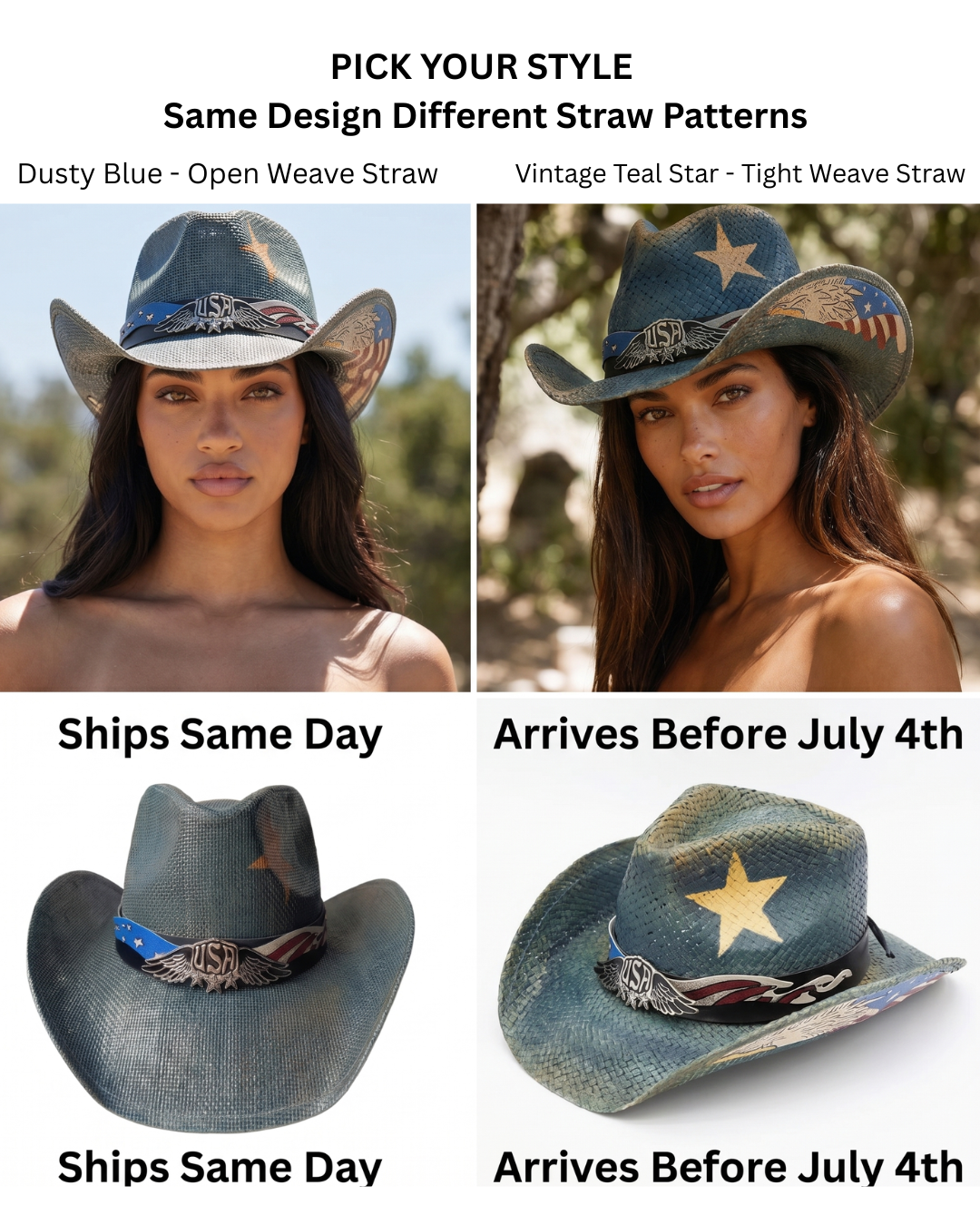 Image of Patriotic Star Cowgirl Hat | 4th of July Western Hat