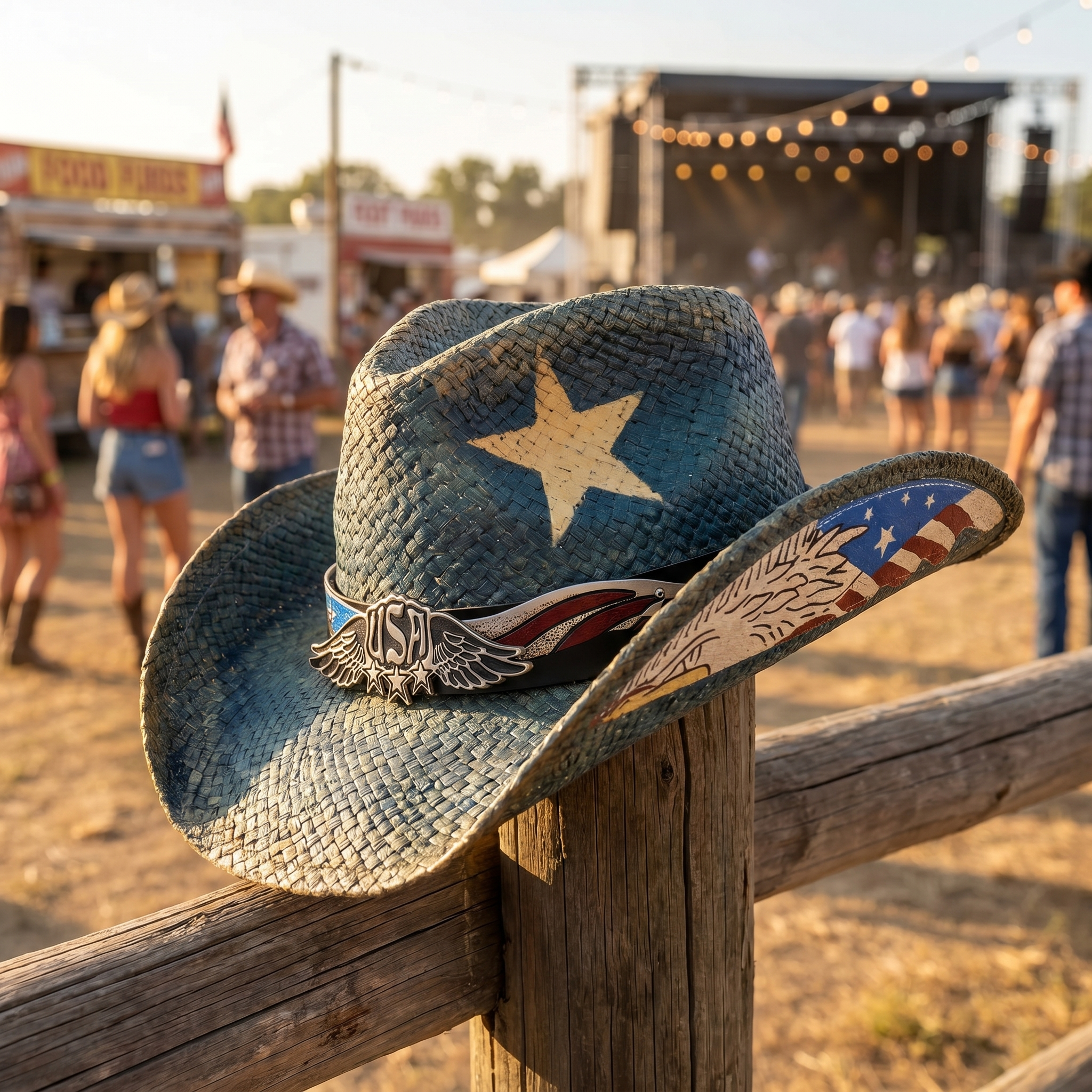 Image of Patriotic Star Cowgirl Hat – Denim Blue