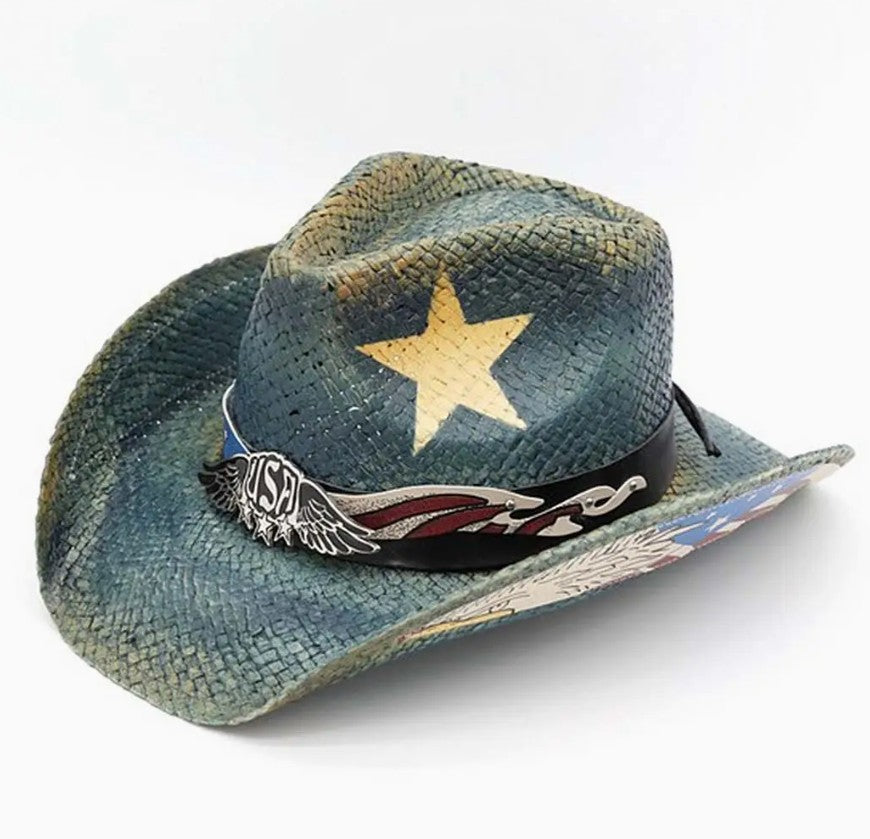 Image of Patriotic Star Cowgirl Hat – Denim Blue