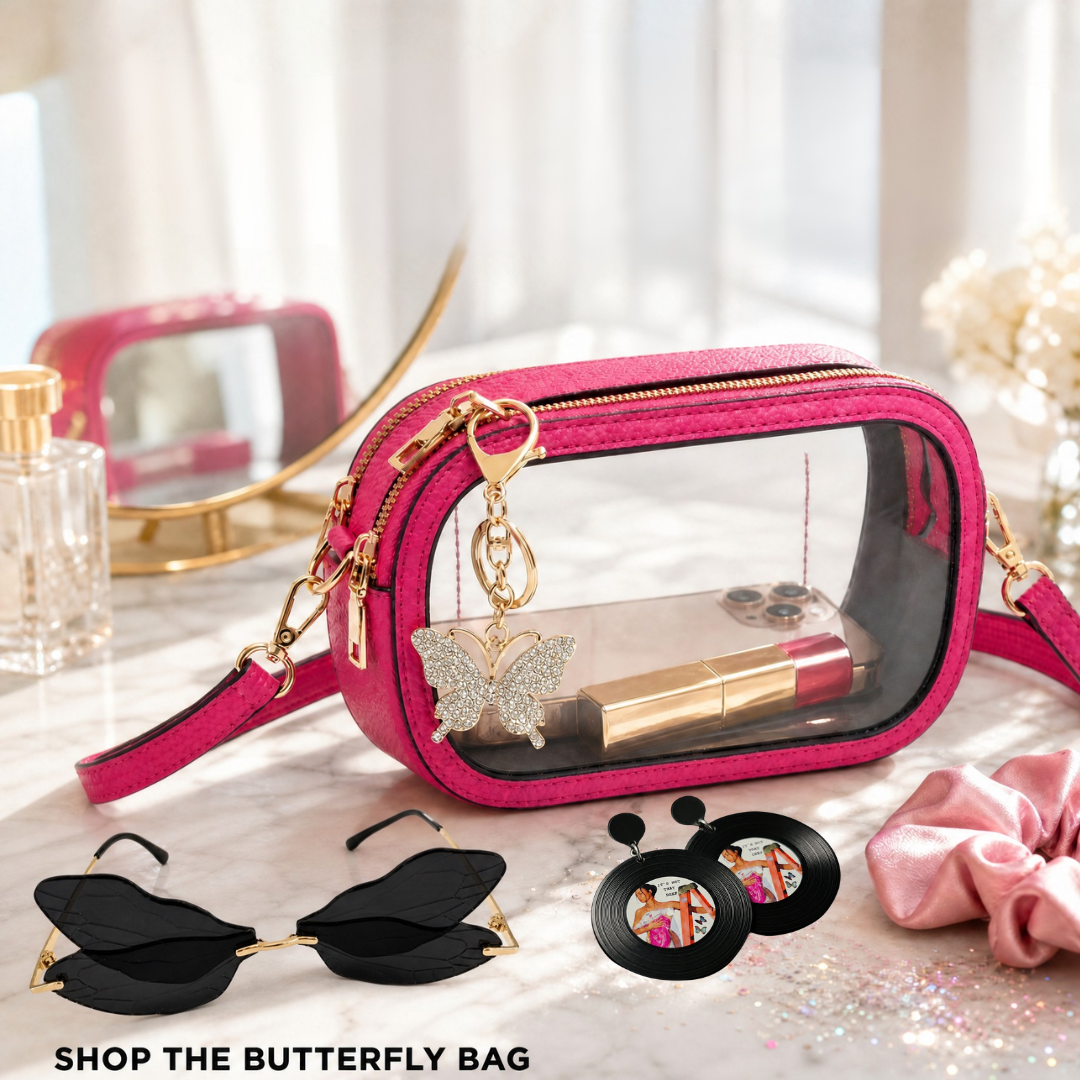 Image of Premium Pink Clear Stadium Bag + Charm Set
