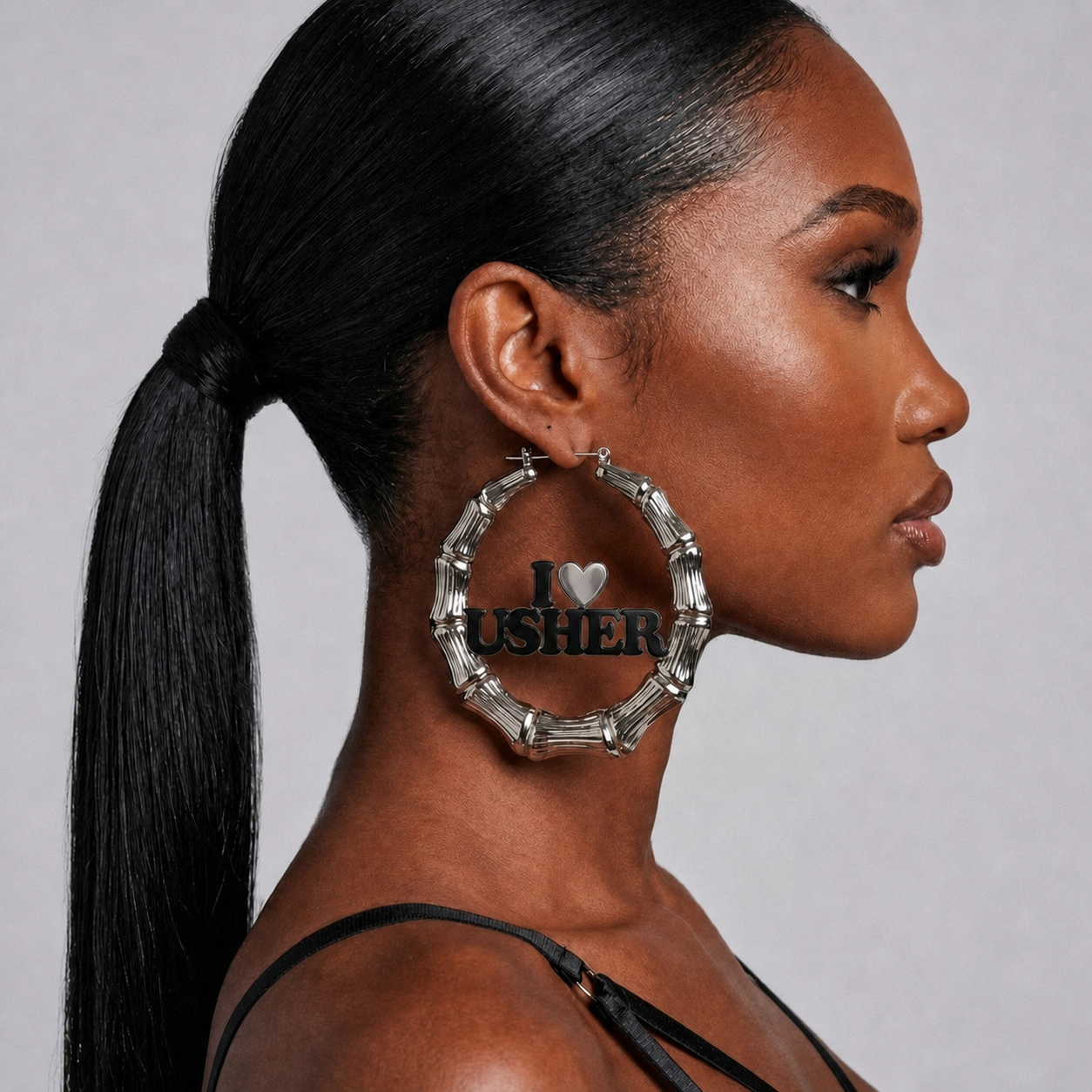 Image of R&B Tour Both Sides Bamboo Hoop Earrings