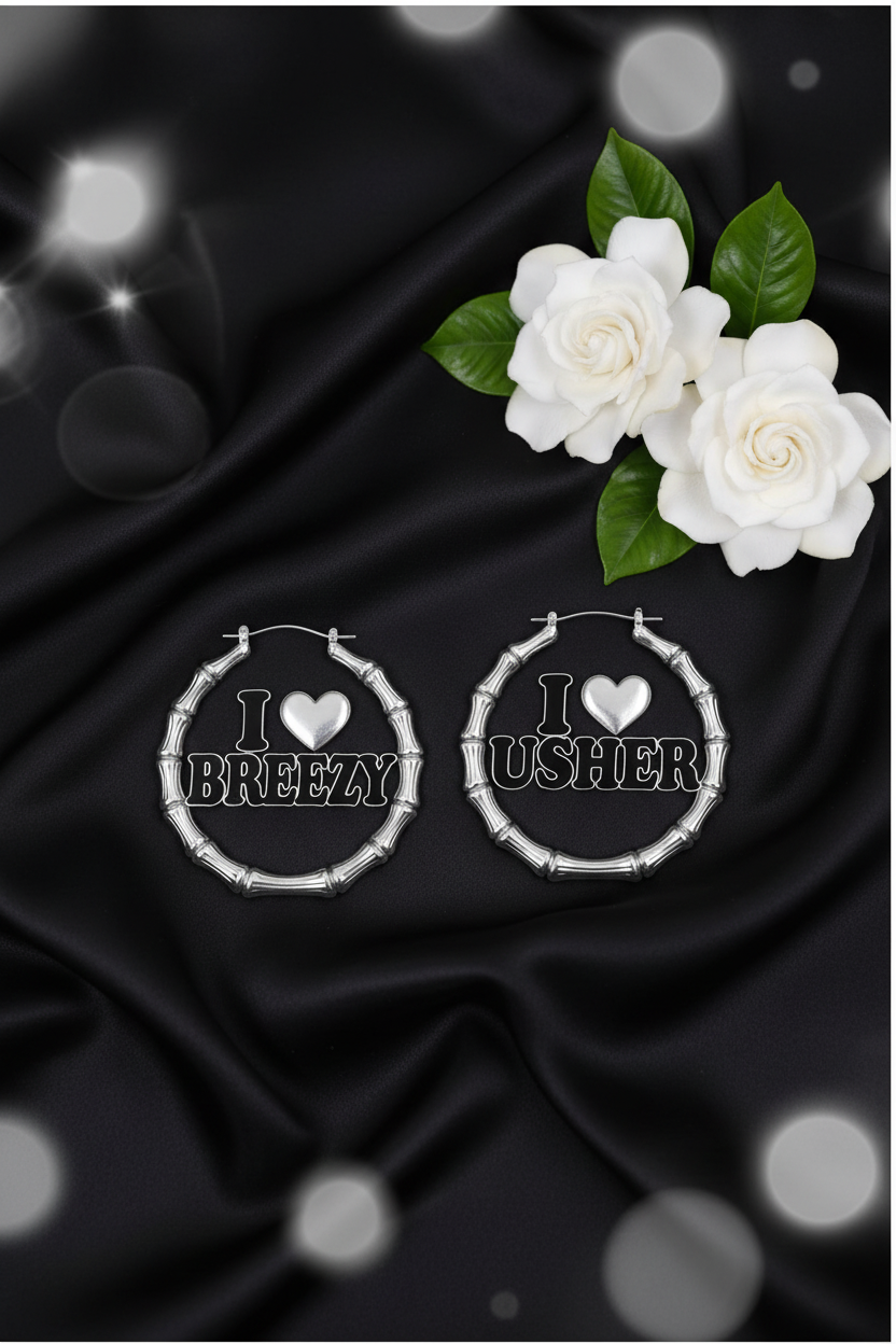 Image of R&B Tour Both Sides Bamboo Hoop Earrings