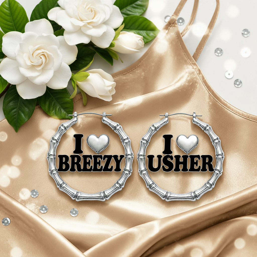 Image of R&B Tour Both Sides Bamboo Hoop Earrings