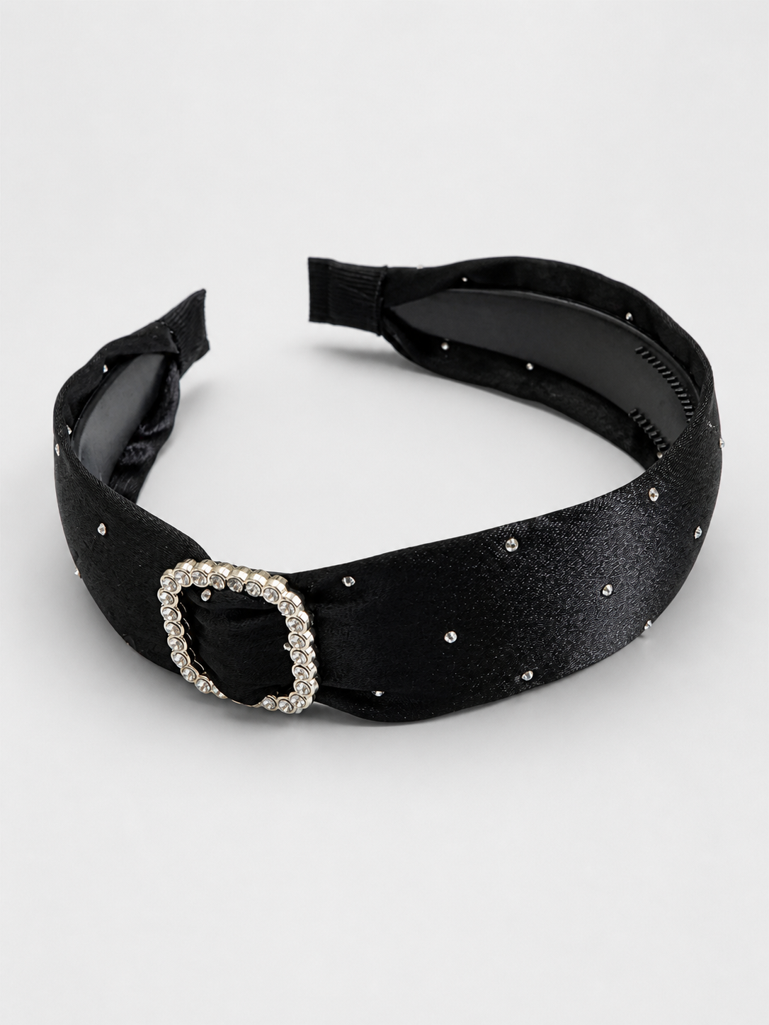 Image of Satin Crystal Buckle Headband | Wide Hair Accessory