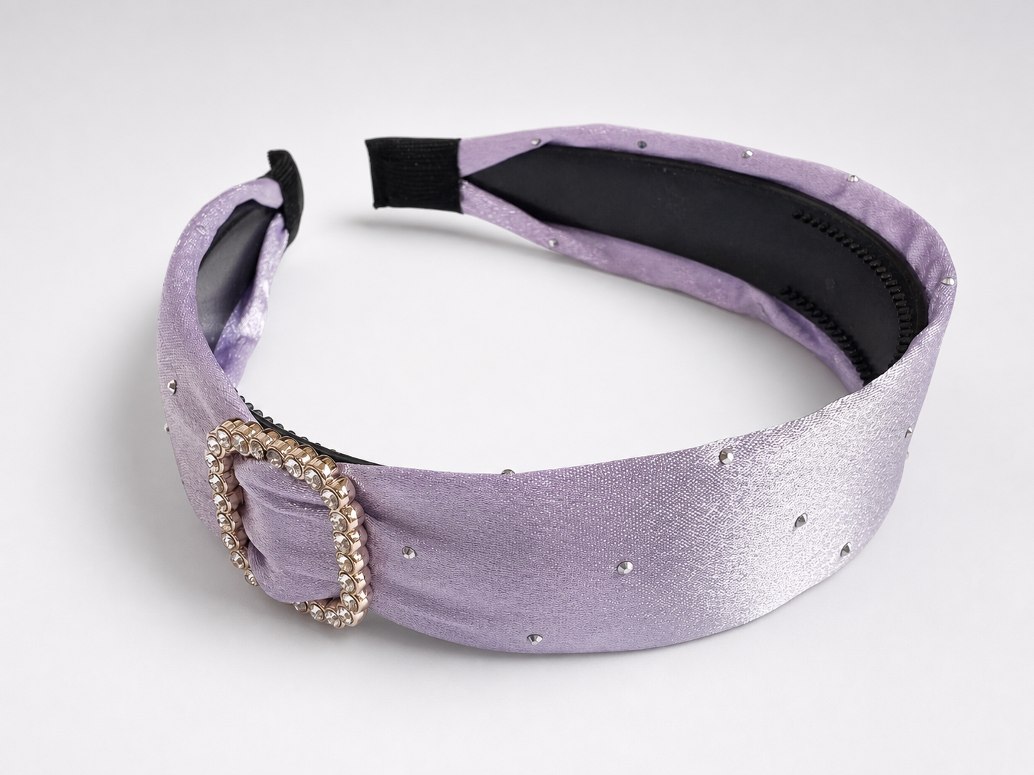 Image of Satin Crystal Buckle Headband | Wide Hair Accessory
