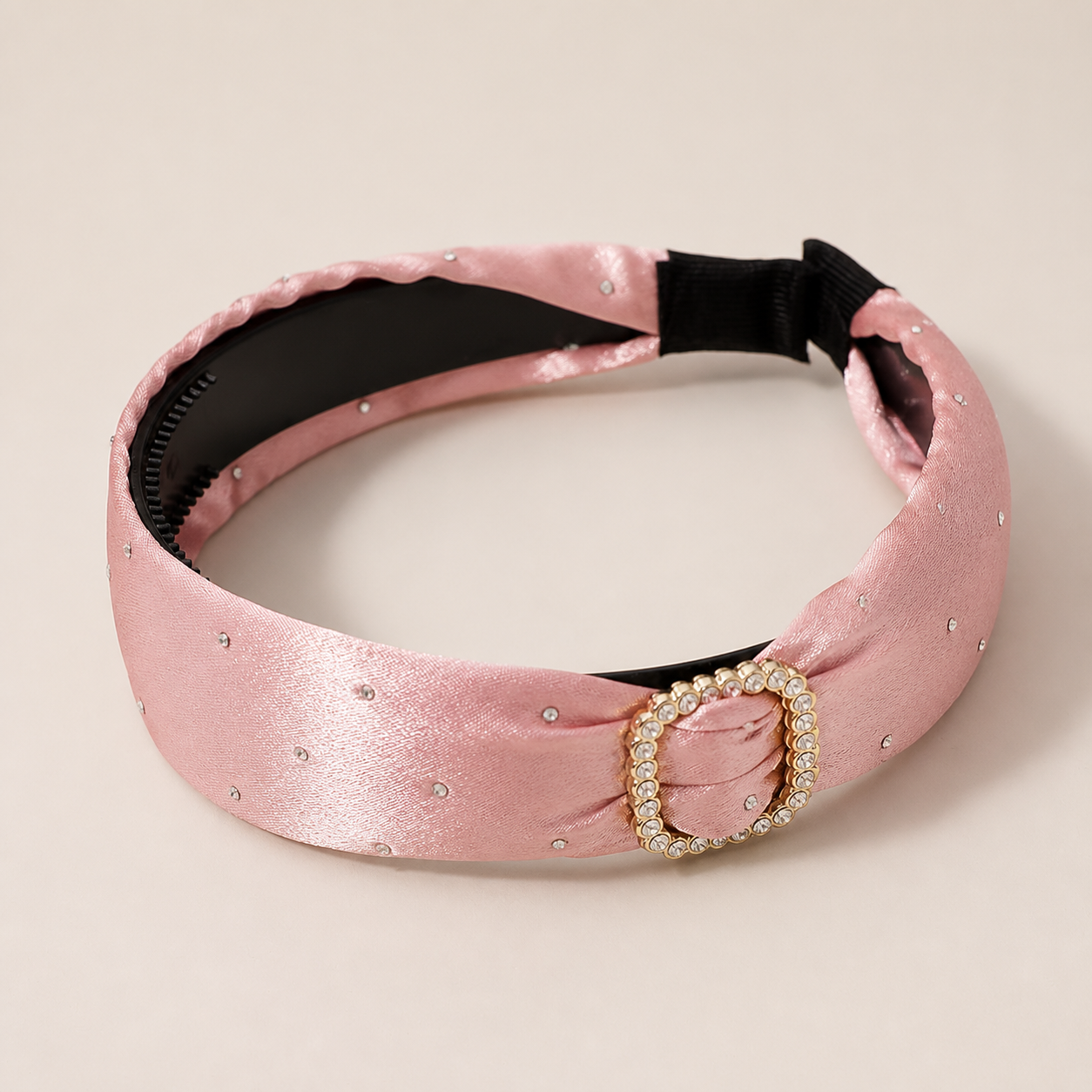 Image of Satin Crystal Buckle Headband | Wide Hair Accessory