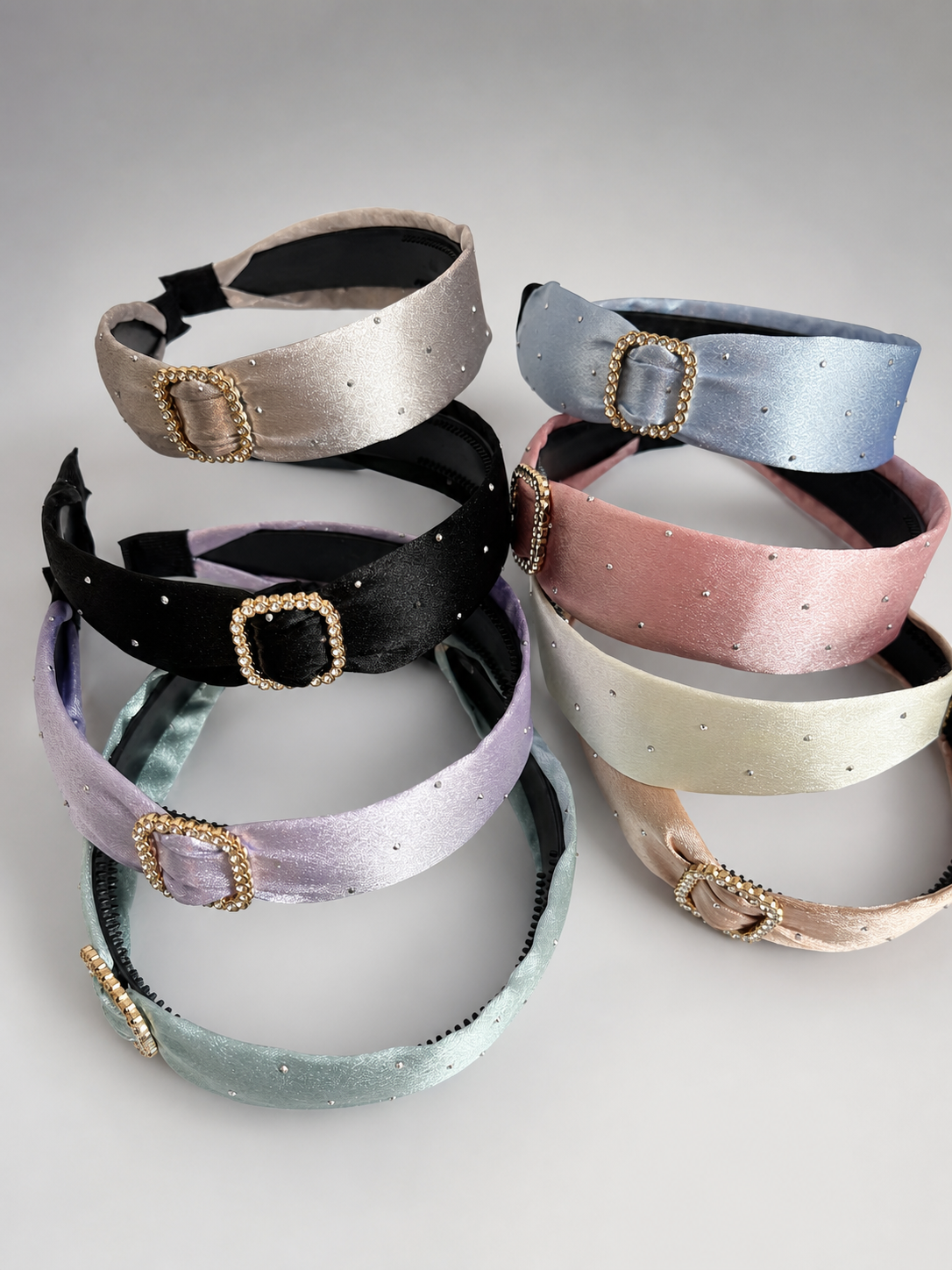 Image of Satin Crystal Buckle Headband | Wide Hair Accessory