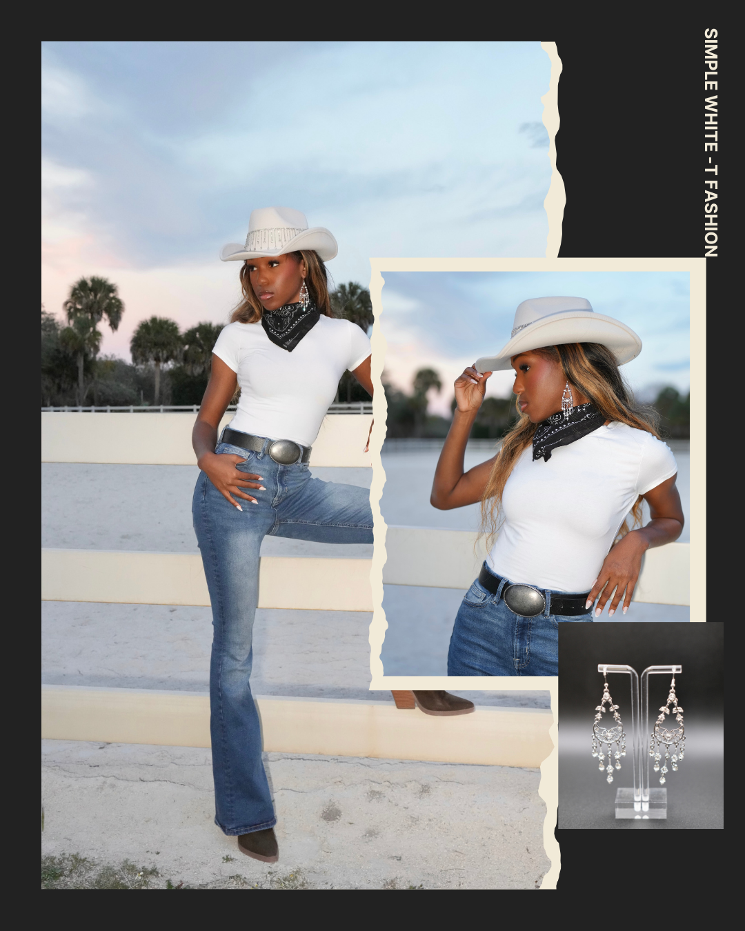 Image of White Ivory Crystal Rhinestone Cowgirl Hat