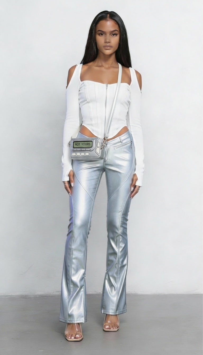 Image of Y2K Outfit Bundle | Corset Top Metallic Pants Pager Bag | New Years Eve NYE 2026
