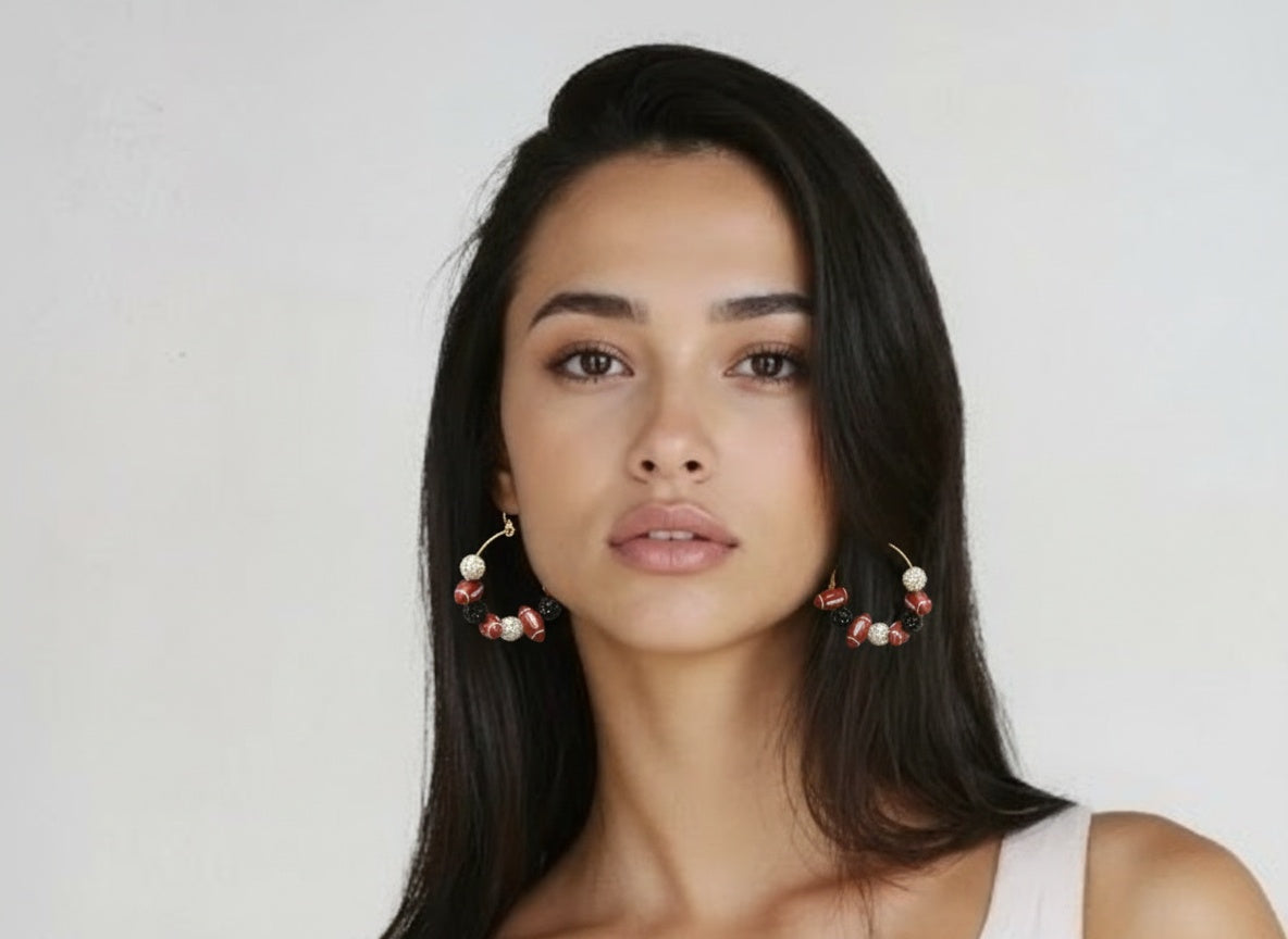 Image of Game Day Glam Football Hoop Earrings