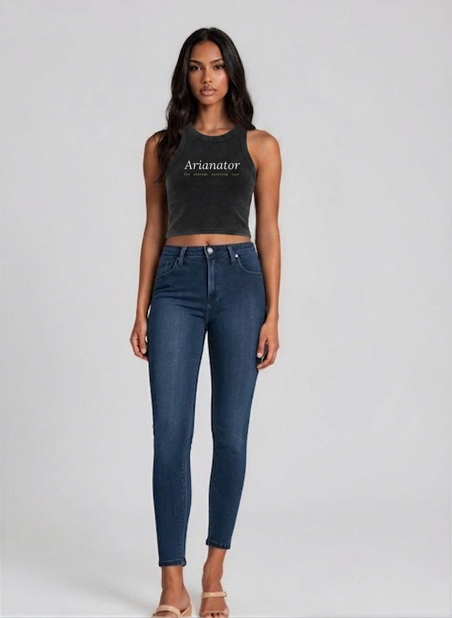Image of Arianator Black Crop Tank Top | Eternal Sunshine Tour Shirt