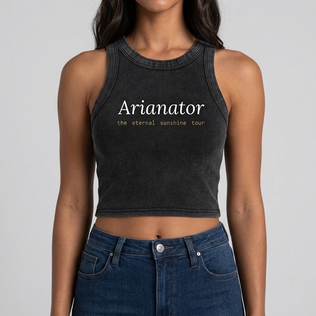 Image of Arianator Black Crop Tank Top | Eternal Sunshine Tour Shirt