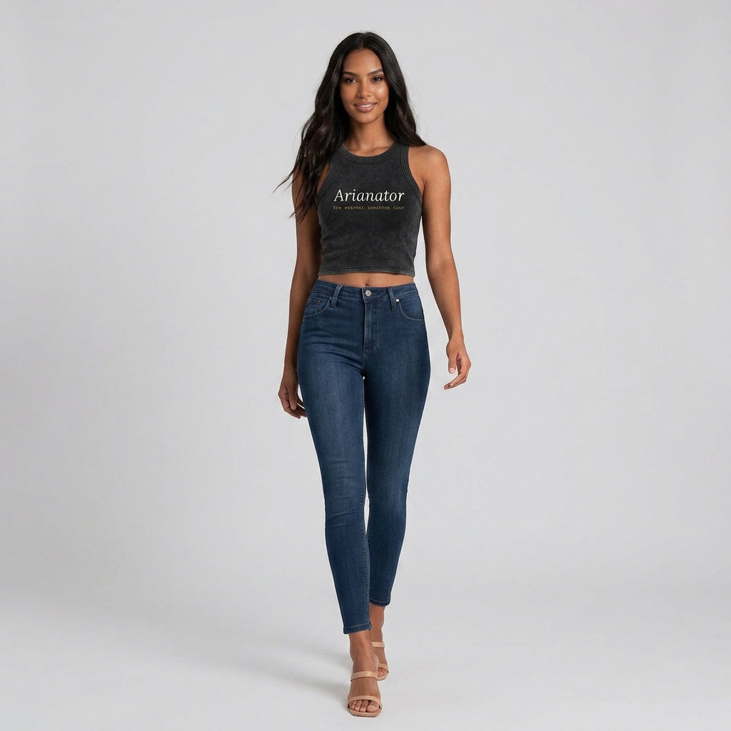 Image of Arianator Black Crop Tank Top | Eternal Sunshine Tour Shirt