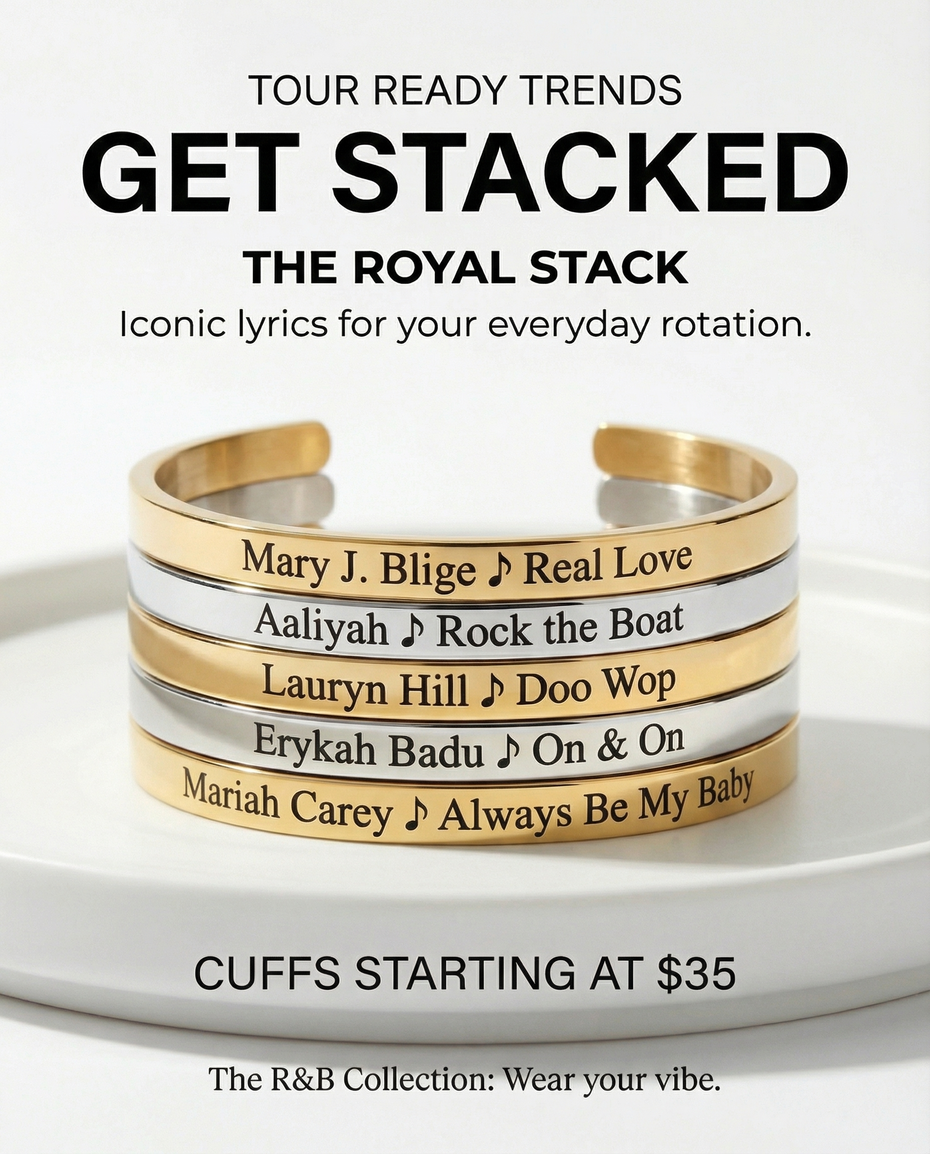 Image of 90s R & B Royals Bangle Cuff Set - Get Stacked