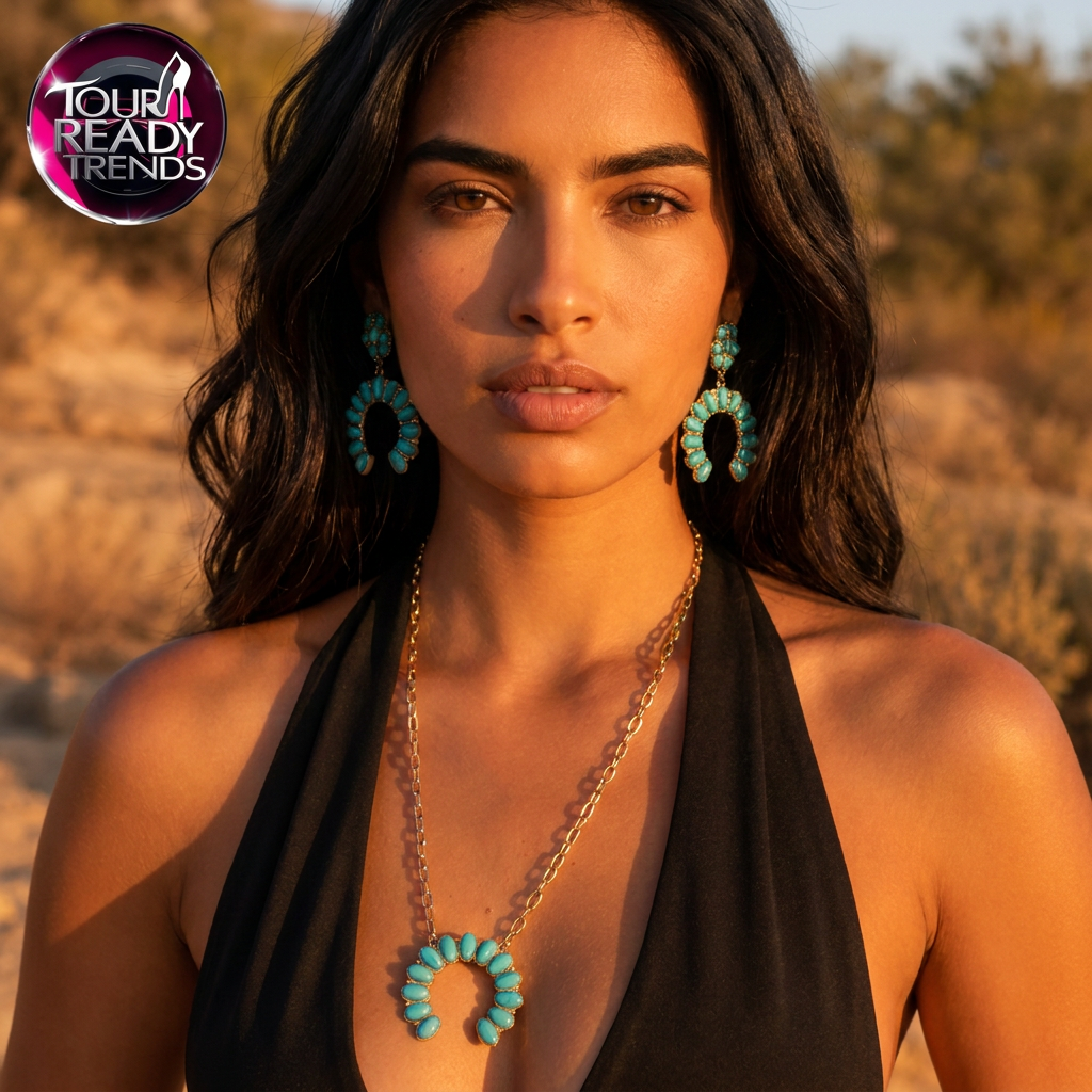 Image of Western Turquoise Earrings, Crescent