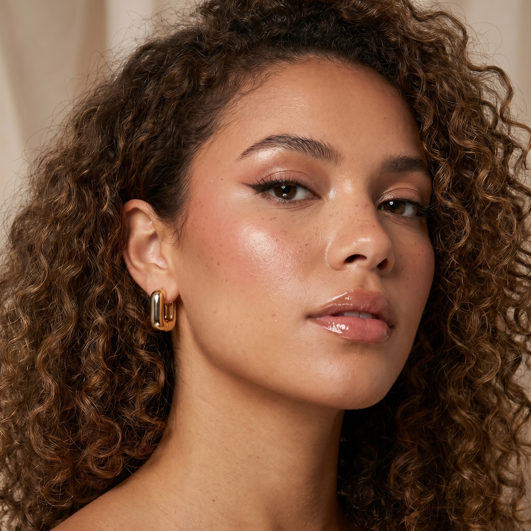 Image of Two-Tone Gold Silver Square Huggie Hoops