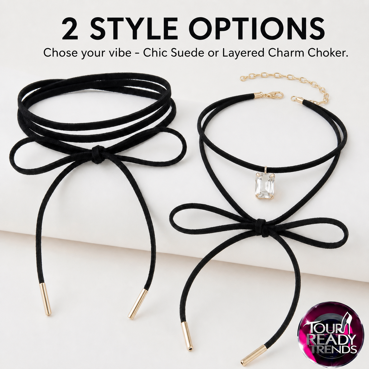 Image of Wrap Choker Necklace | Suede Bow Choker