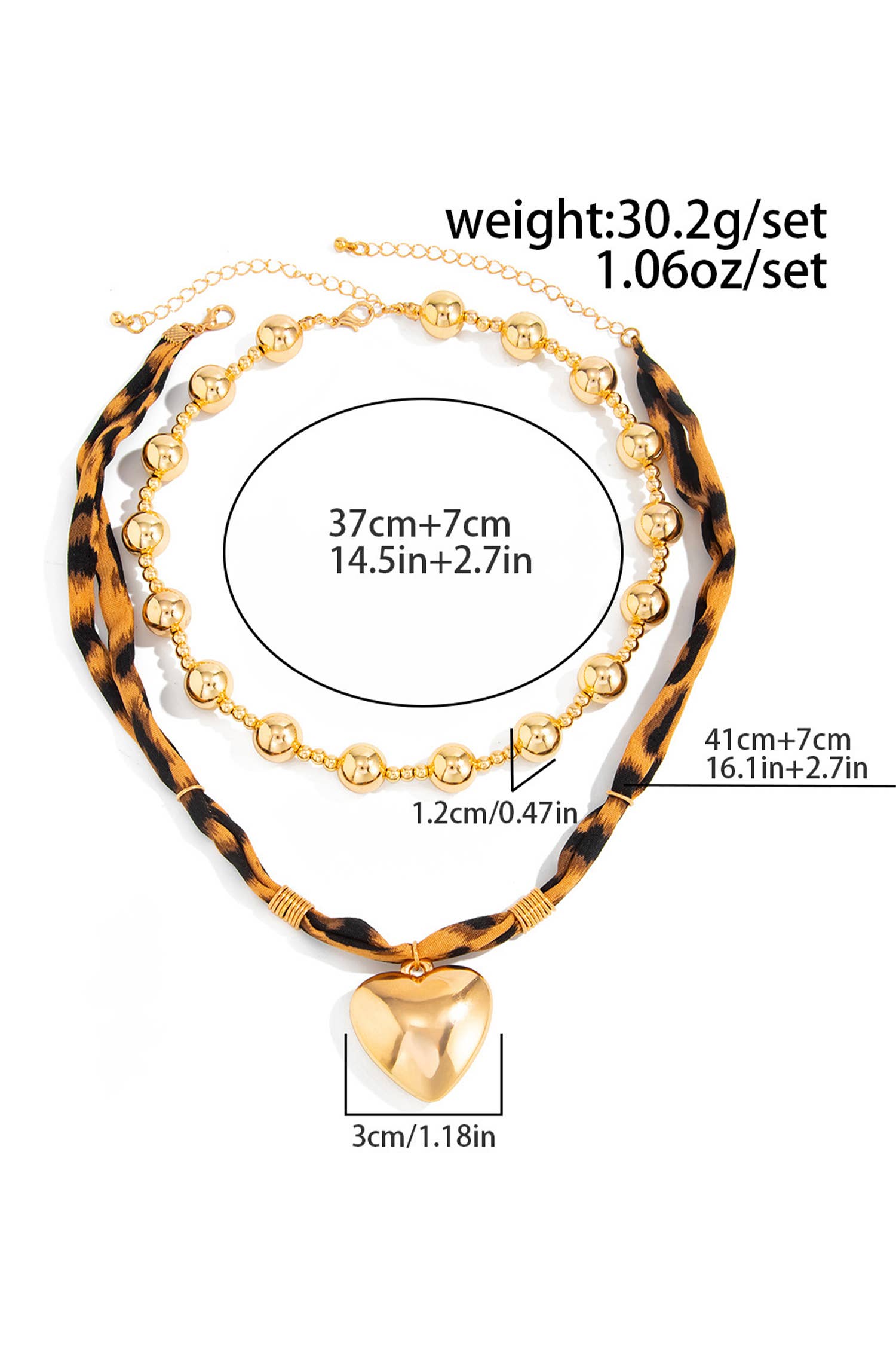 Image of Leopard Heart Necklace Set - 2-Piece Gold
