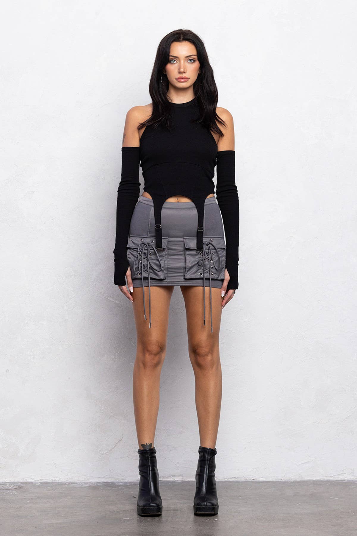 Image of Padded Bomber Cargo Mini Skirt