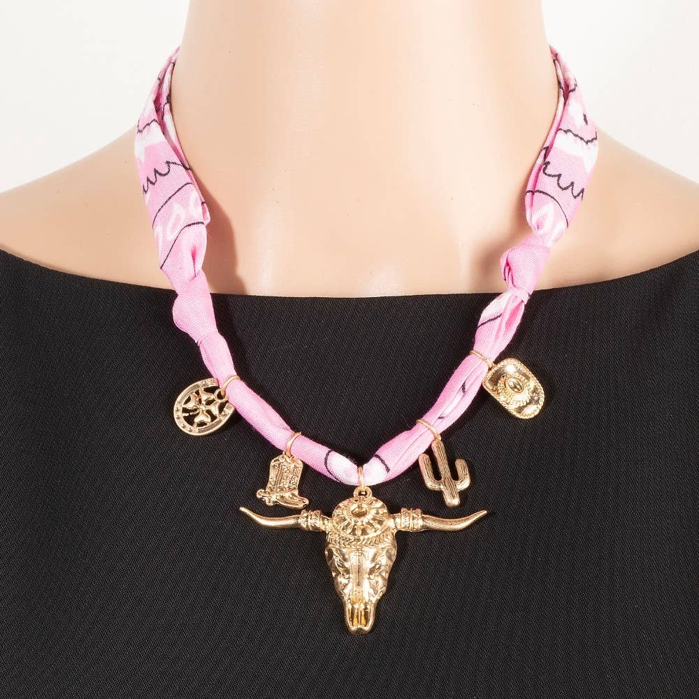Image of Assorted Western Charms Paisley Bandana Necklace