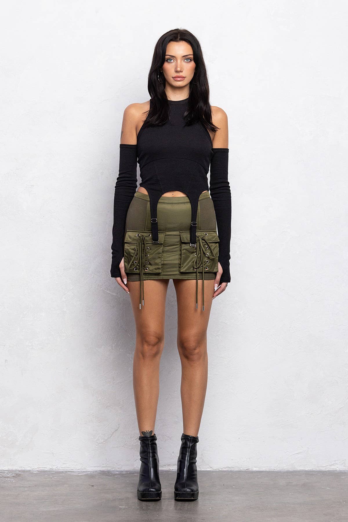 Image of Padded Bomber Cargo Mini Skirt
