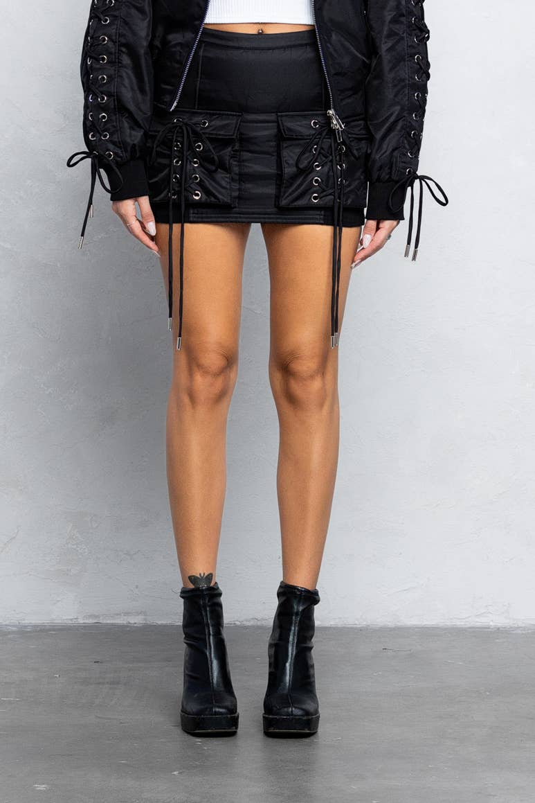 Image of Padded Bomber Cargo Mini Skirt