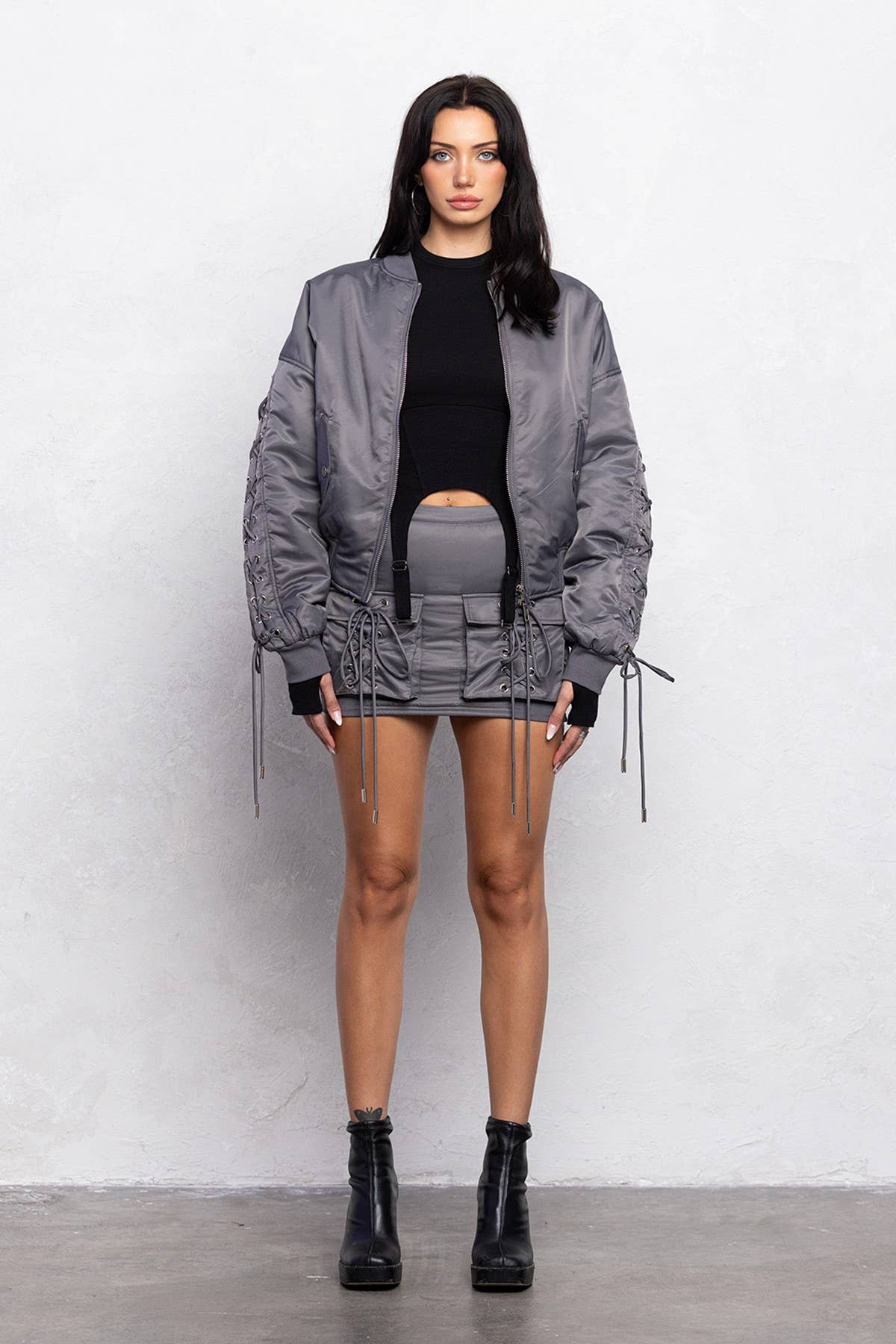 Image of Padded Bomber Cargo Mini Skirt