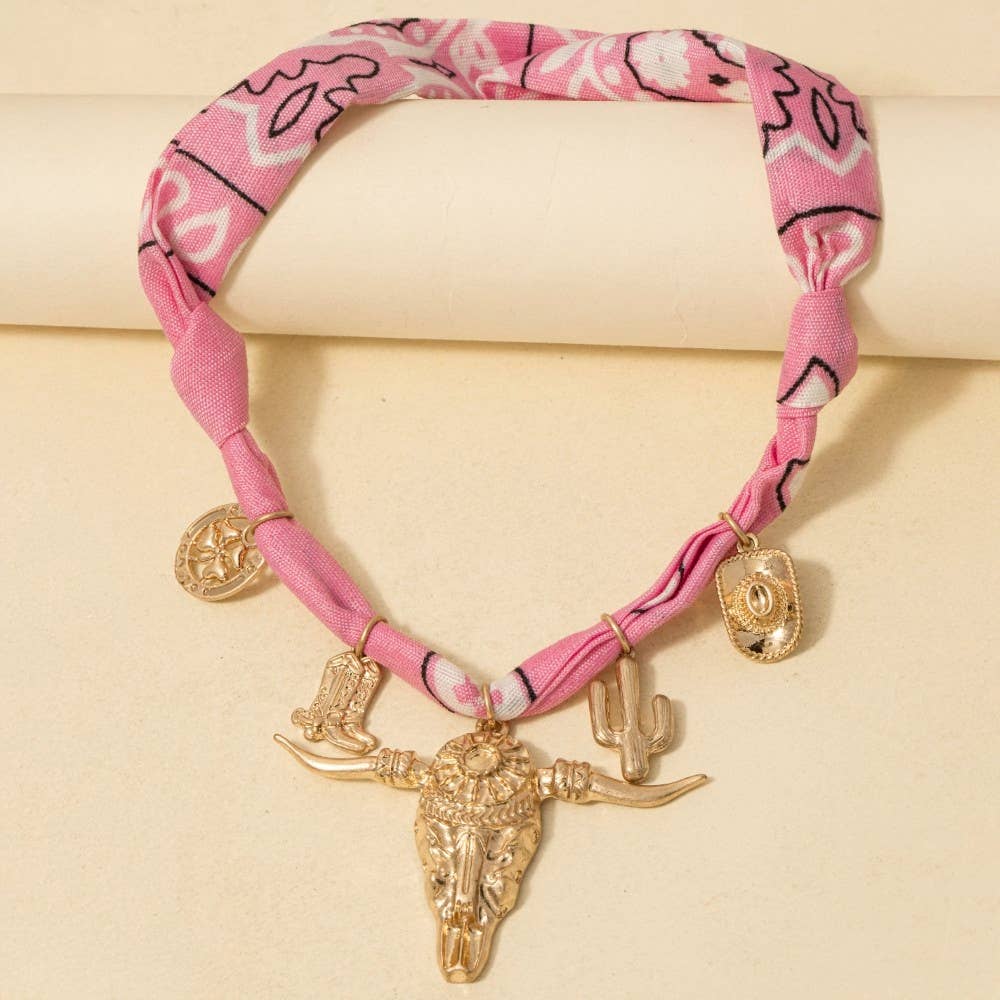 Assorted Western Charms Paisley Bandana Necklace