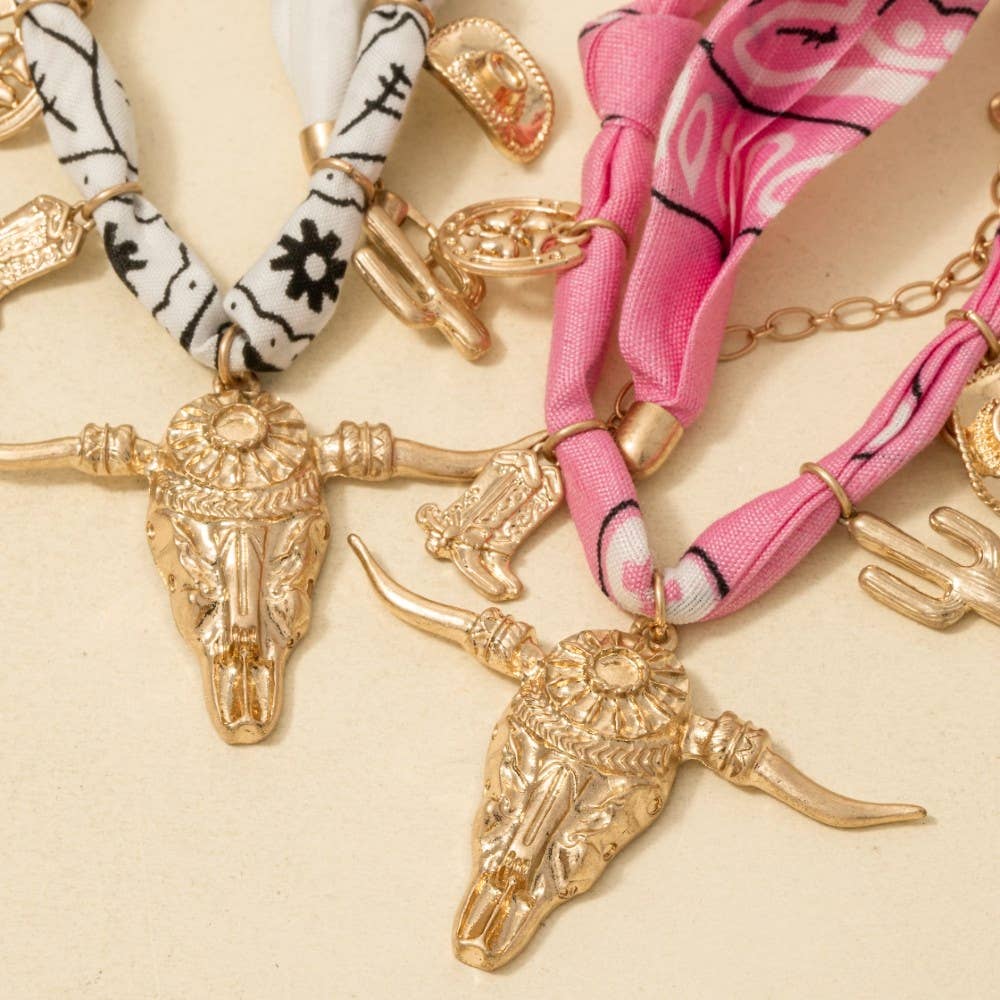 Assorted Western Charms Paisley Bandana Necklace