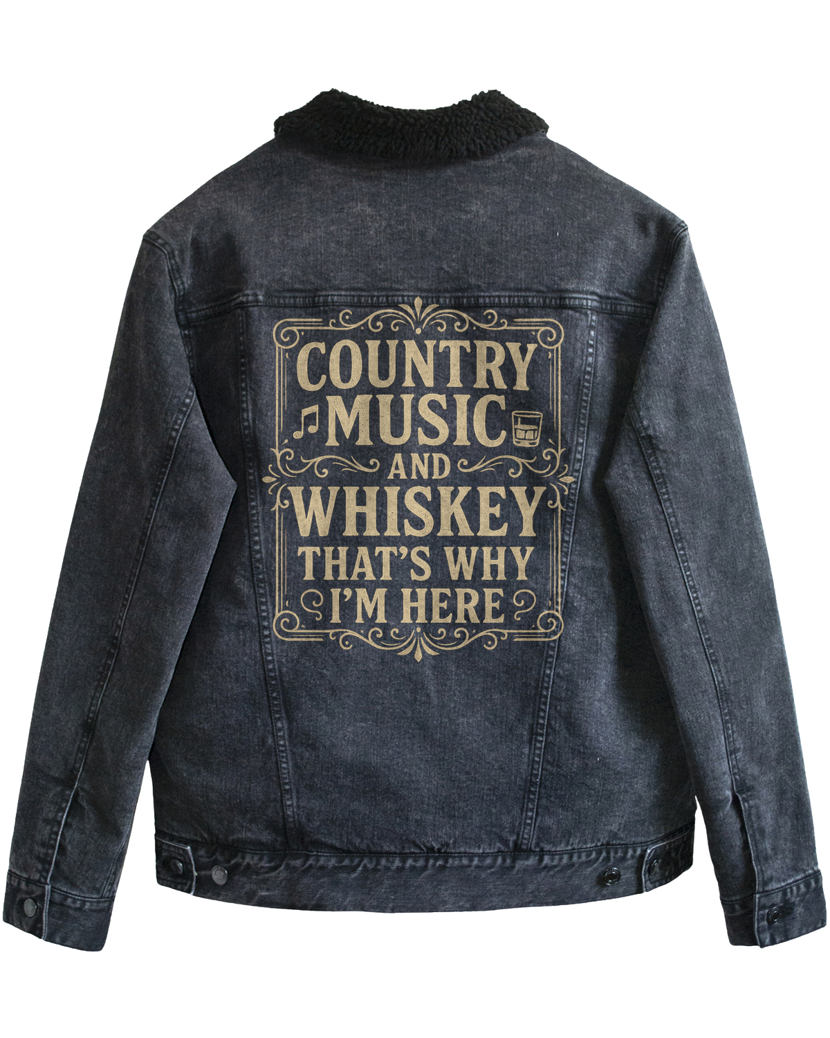 Vintage Denim Jacket - Country Music & Whiskey (Black)