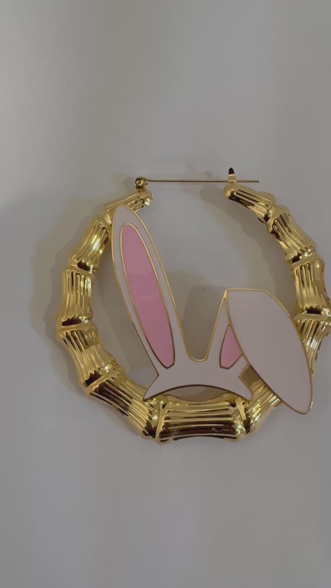 Image of Bunny Bamboo Hoop Earrings - Spring Glam Gold